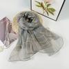 Elegant Lightweight Silk Blend Scarf Women Long Beach Wrap With Classic Check Vacation Accessory