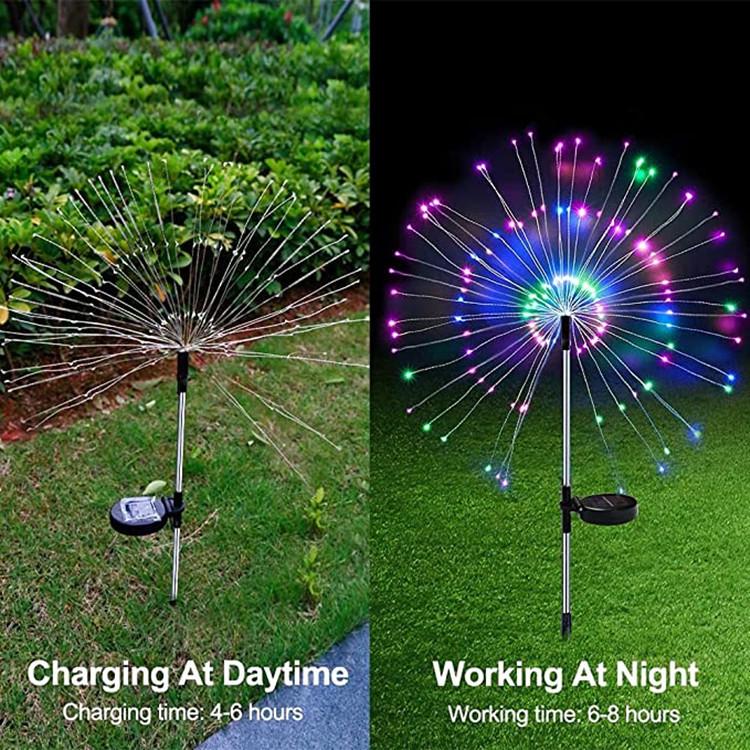 Solar LED Waterproof Dandelion Fairy Lights with Copper Wire and Ground Plug