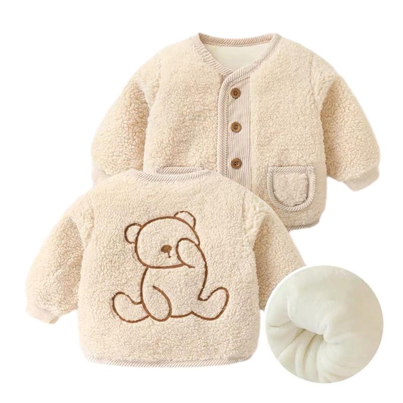 

1-6 Years Kids Fleece Warm Button Closure Coat Cotton Jacket 110