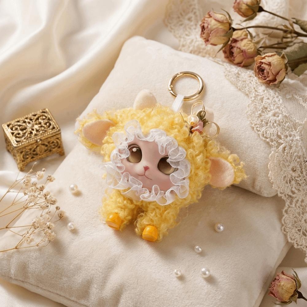 Layered Design Plush Lamb Keychain Soft Plush Mini Plush Pendant Vinyl Doll Keychain Holiday Gift