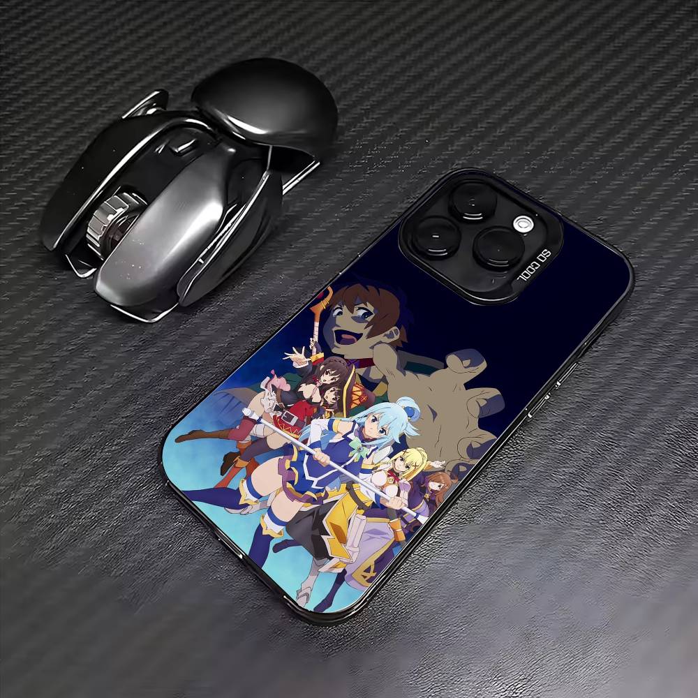 K-Kono Subarashii S-Sekai ni Shukufuku Phone Case For iPhone17,16,15,14,13,12,11 Plus,Pro Max Colored Silver Plated Inside Cover
