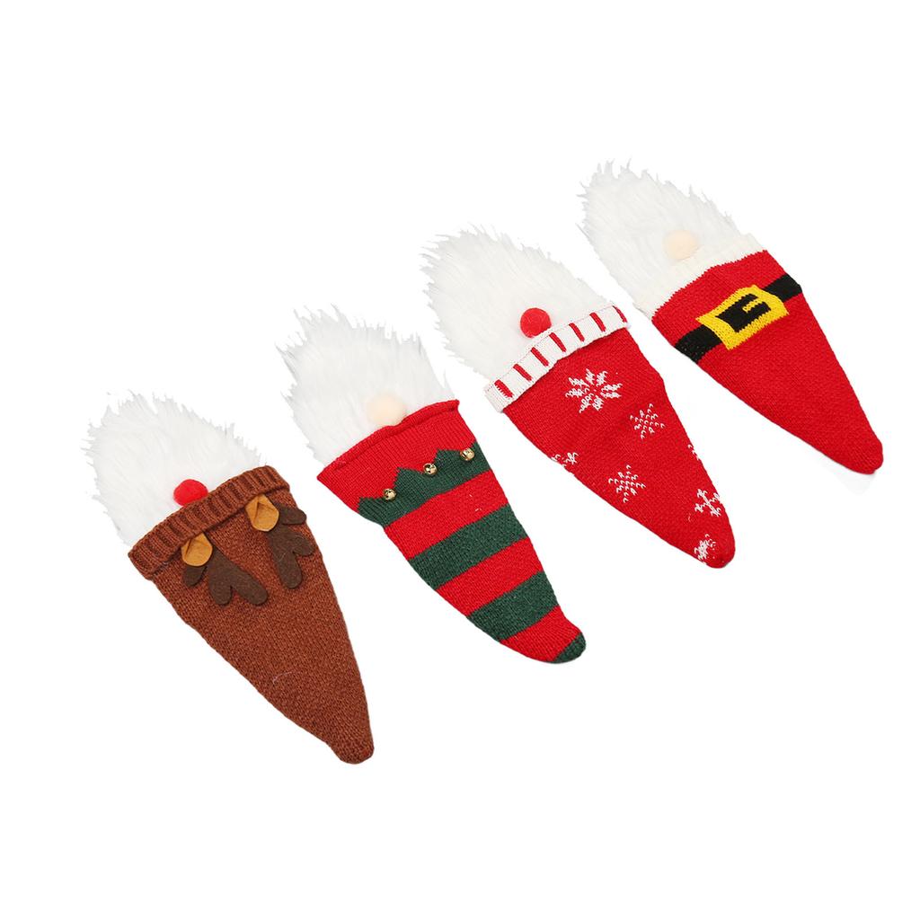 4Pcs Christmas Gnome Wine Bottle Cover Decorative Christmas Wine Bottle Cover Topper for Christmas Party Dining Table