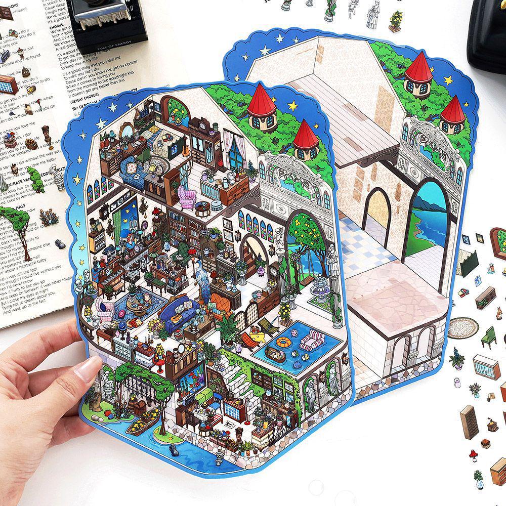 PaperMore Large 2.5D Miniature Scenery Stickers - Ninth Series for Creative Journaling and De-stress Scenes.