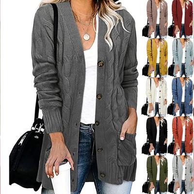 Women's Casual Knit Cardigan Sweater Color Single Breasted Coat Jacket