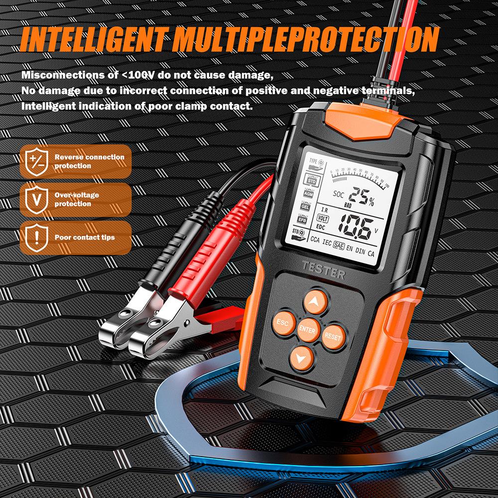 FOXSUR Car Battery Tester Analyzer 12V 24V VRLA GEL AGM Automotive Quick Load Plug Cranking Test Diagnostic Tools For Motorcycle