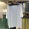Women Pure Cotton Loose Solid Off Shoulder Short Sleeve T Shirt Large Size Casual Top