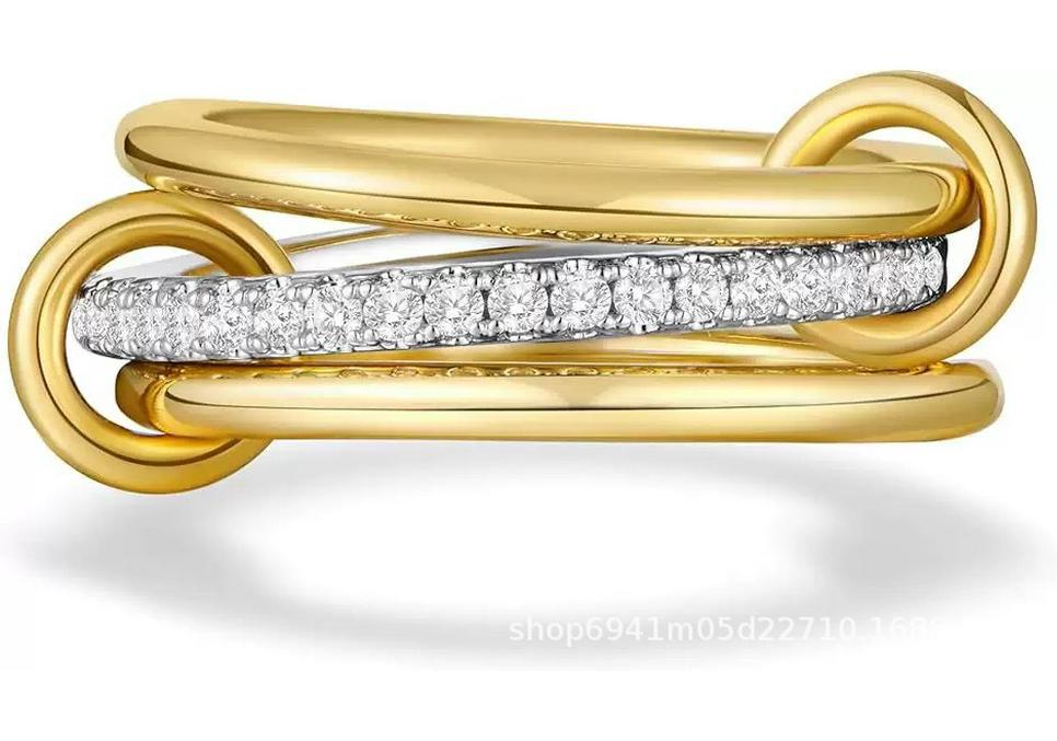 Interlocking Zircon Diamond Ring - Two-Tone Trendy Personalized Design