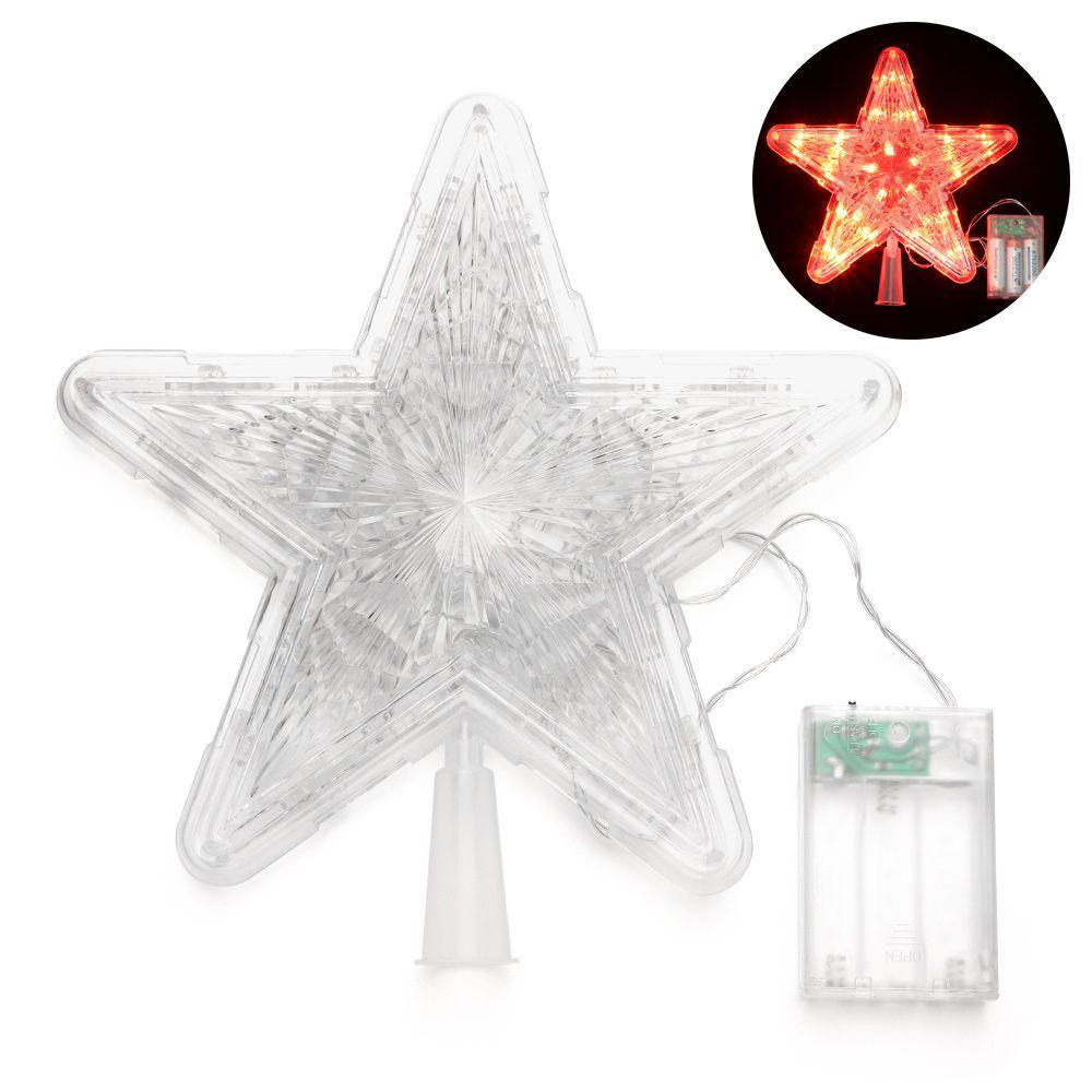 Festive Decor Ornaments Xmas Decoration LED Glowing Star Christmas Tree Top Ornaments Five-pointed Star Lamp Night Light