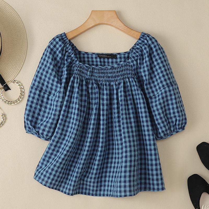 

ZANZEA Женская повседневная блузка с квадратным воротником и коротким рукавом в сетку 3XL