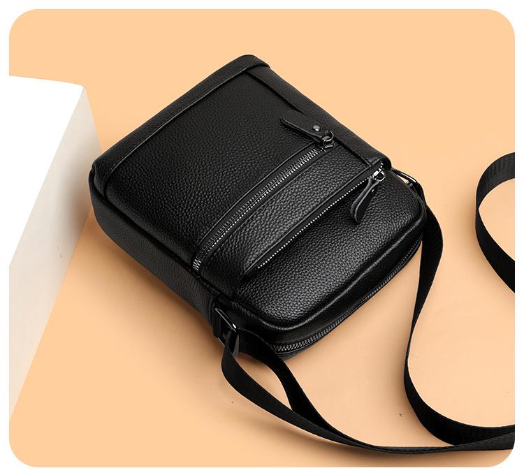 Men's Genuine Leather Single Shoulder Crossbody Bag - Lightweight Top Layer Cowhide Casual Backpack