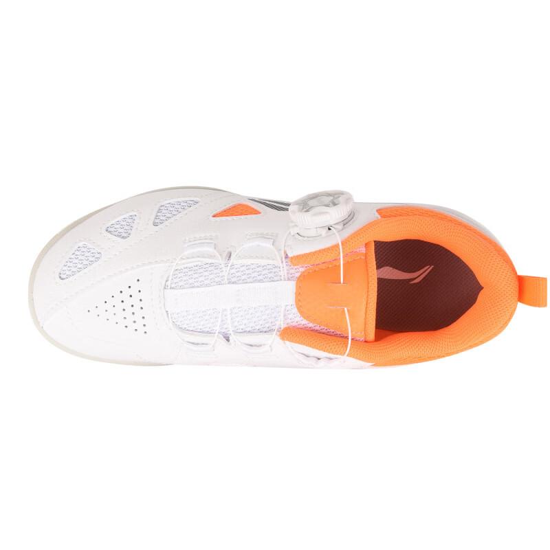 Li Ning Kids Table Tennis Non-Slip Shock Absorbing Wear-Resistant Breathable Support Low-Top Training Shoes Kids Training Shoes White Orange APTU017-1