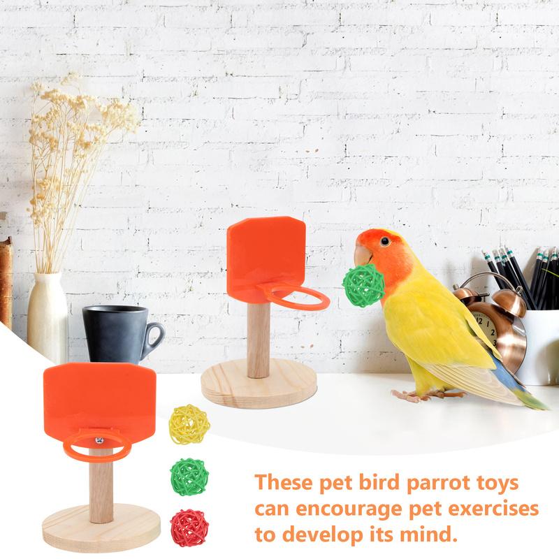 1Set Bird Basketball Hoop Training Stand Mini Parrot Tabletop Chew Educating Mental Exercise Bird Parrot