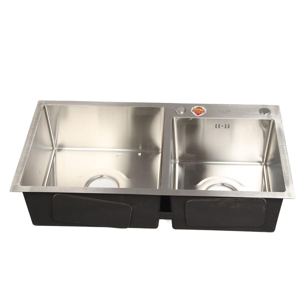 Nerezový kuchyňský dřez 32x17in Snadná instalace Nerezový dvoudílný kuchyňský dřez pro kuchyň