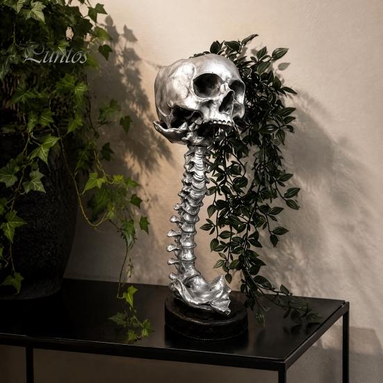 Alternative Home Gardening Pots Gothic Skull Planter for Succulents Pothos, Creative Skeleton Flower Pot with Dark Decor Living Room Spine Column,