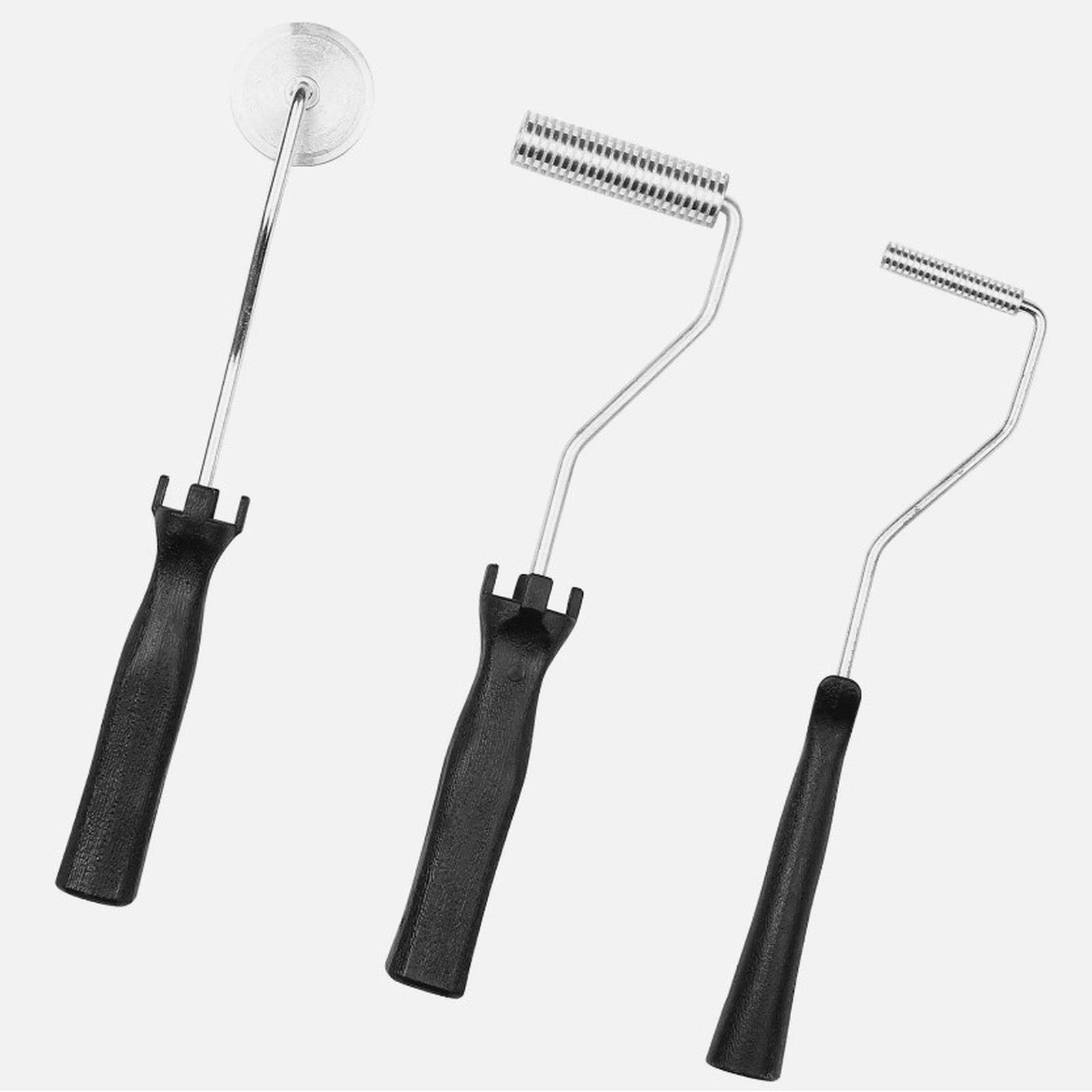 

3 шт./набор Нескользящие ролики из стекловолокна Многофункциональный портативный инструмент для удаления пузырьков из стекловолокна Алюминиевый сплав Износостойкий One Size чёрный