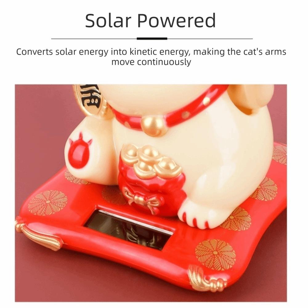 Solar Powered Fortune Cat Figurine Waving Wealth Waving Hand Cat Ornaments  Holiday Gift