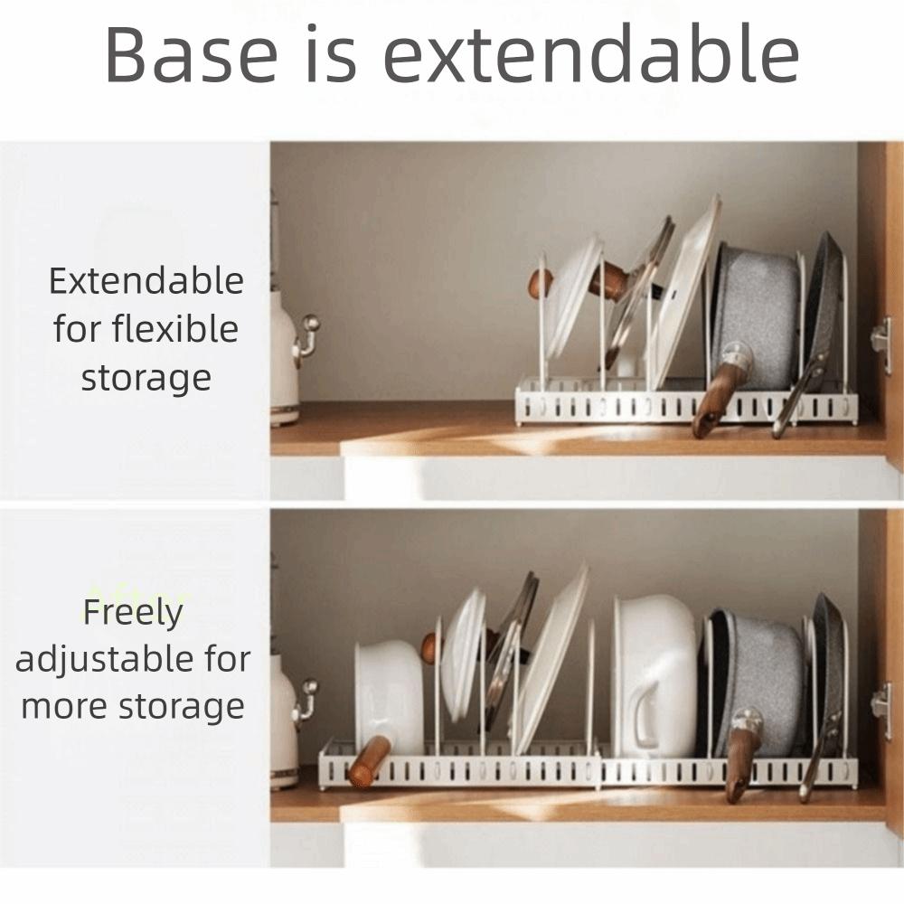 Adjustable Expandable Dish Rack Carbon Steel Pot Lid Organizer Kitchen Utensils Rack  Pantry