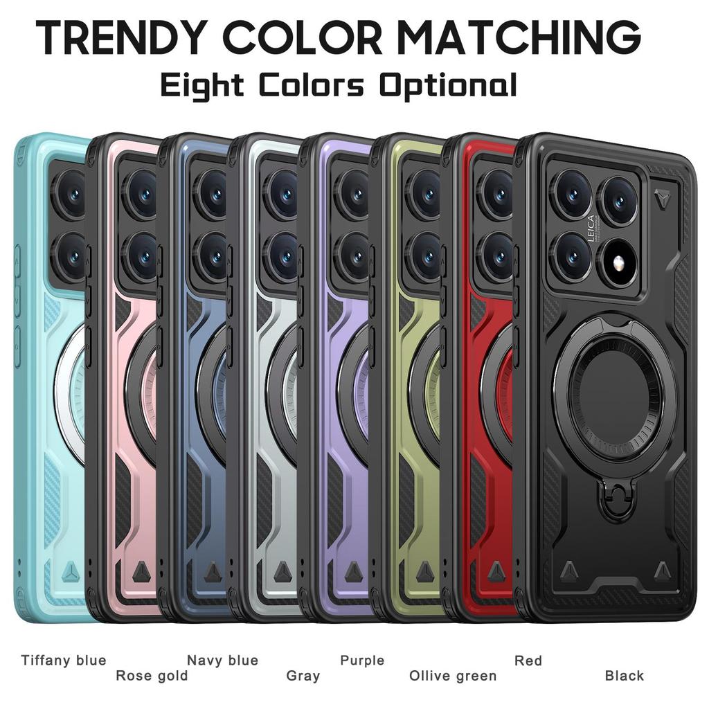 For Xiaomi Redmi Note 14S Case Shockproof Magnetic Protective Cover, Rotating Ring Holder, Magsafe Phone Case Shell