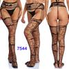 Women's Sexy Crotchless Fishnet Suspender Stockings with Eye Jacquard Design - Style 7501