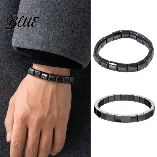 Bracciale Comfort da Uomo Regolabile Banda Nera di Pietra Gallica Superficie Liscia