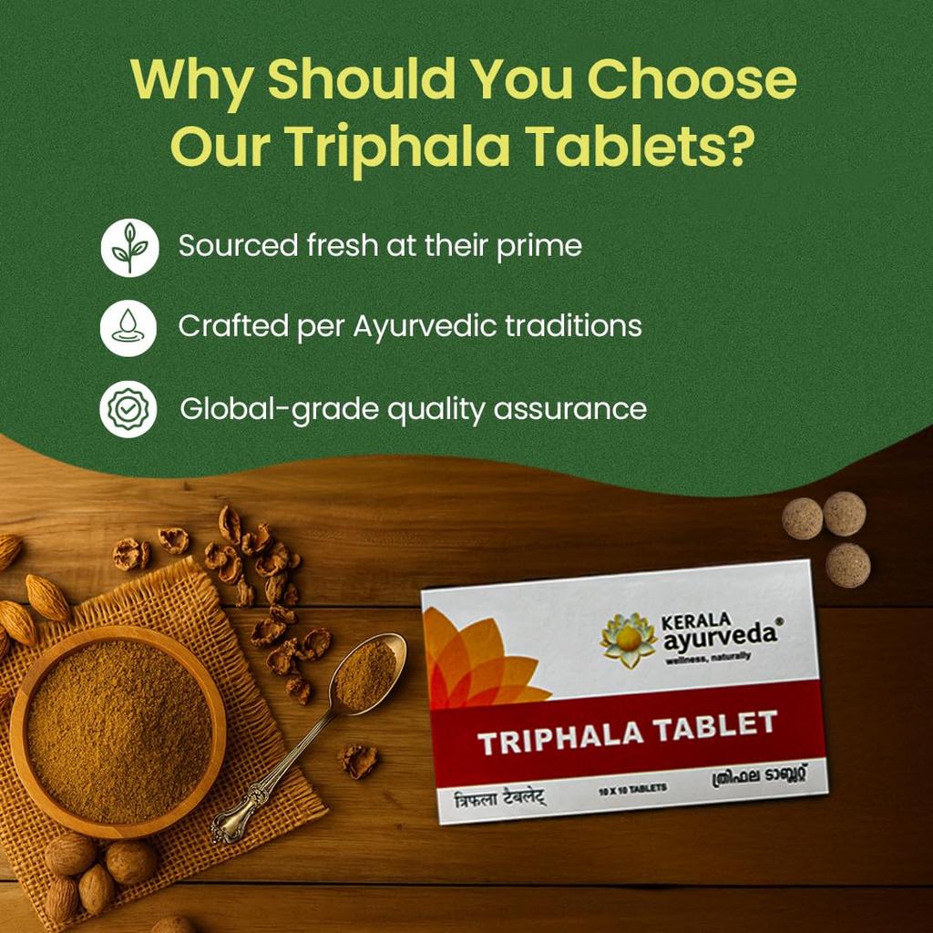 Kerala Ayurveda Triphala Churna Tablets 100 Count For Gut Health Digestive Support And Daily Bowel Balance