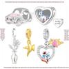Eco-friendly S925 Copper Unicorn Heart Rose Pendant DIY Beads