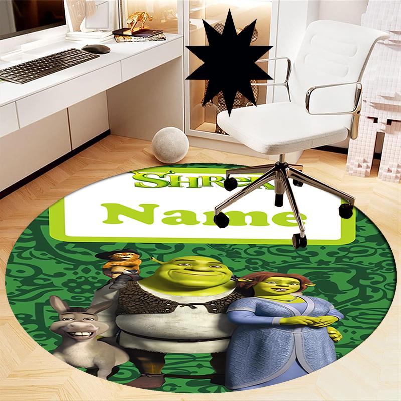 Benutzerdefinierter Name Shrek Aufdruck Runder Teppich Teppich Stuhlteppich Bereichsteppich Eingang Fußmatten, für Bürostuhl Wohnzimmer Schlafzimmer Küche.