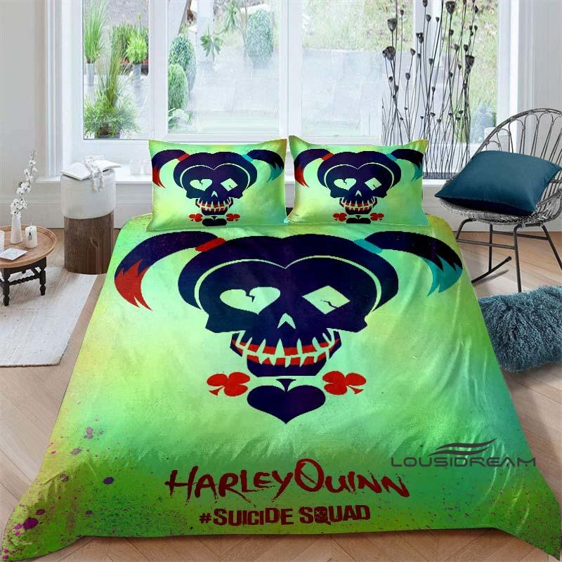 Suicide Squad 3-Piece Bedding Set: 3D-Printed Cartoon Duvet Cover Set (Includes Pillowcases; Inserts Not Included).