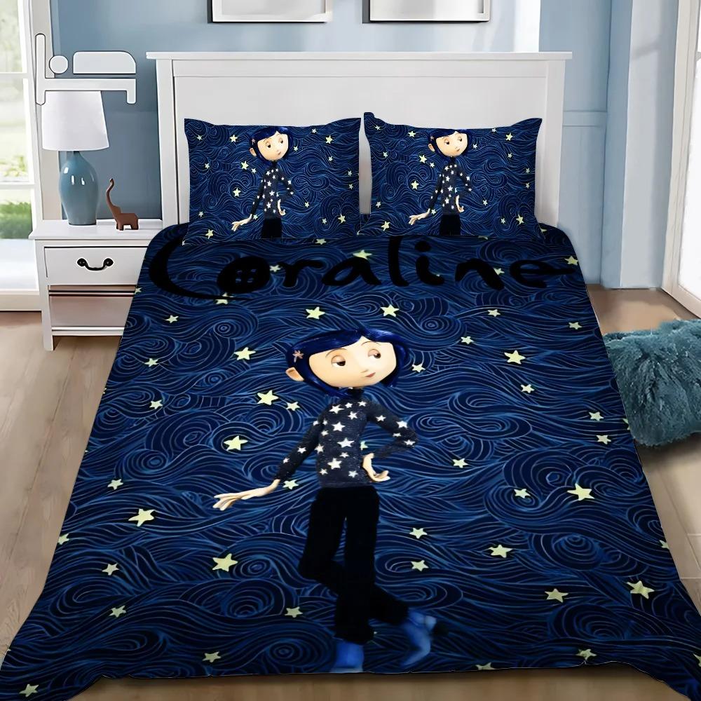 Duvet Cover Pillowcase Bedding Set Horror Film C-Coralines Boy Girl Bedroom Decoration Children Gift Single Double Large Size
