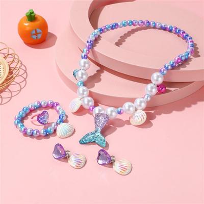 Charmant Ensemble Collier et Bracelet Sirène pour Enfants – Couleur Bonbon & Thème Princesse