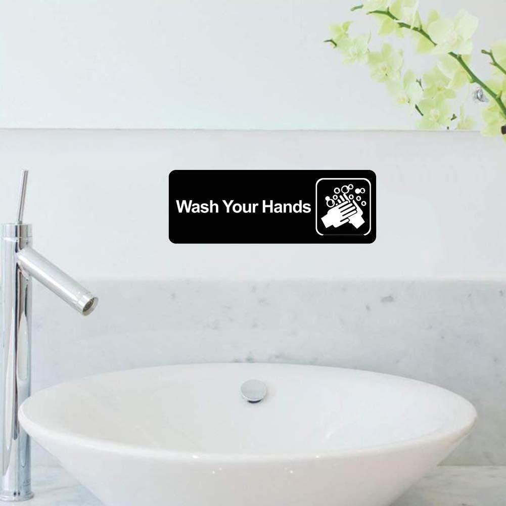 Wash Your Hands Sign,Acrylic Wash Hands Sign Safety Informative Sign with Symbols Great for Home Office Business (9"x3",3Pack)