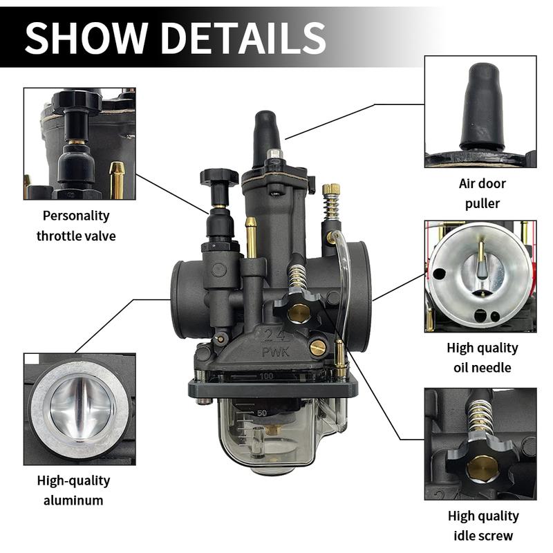 Motocross Modified Parts For Mikuni Carburetor PWK 21 24 26 28 30 32 34mm Motorcycle Flat Curtain Carb Moped Dirt Pit Bike