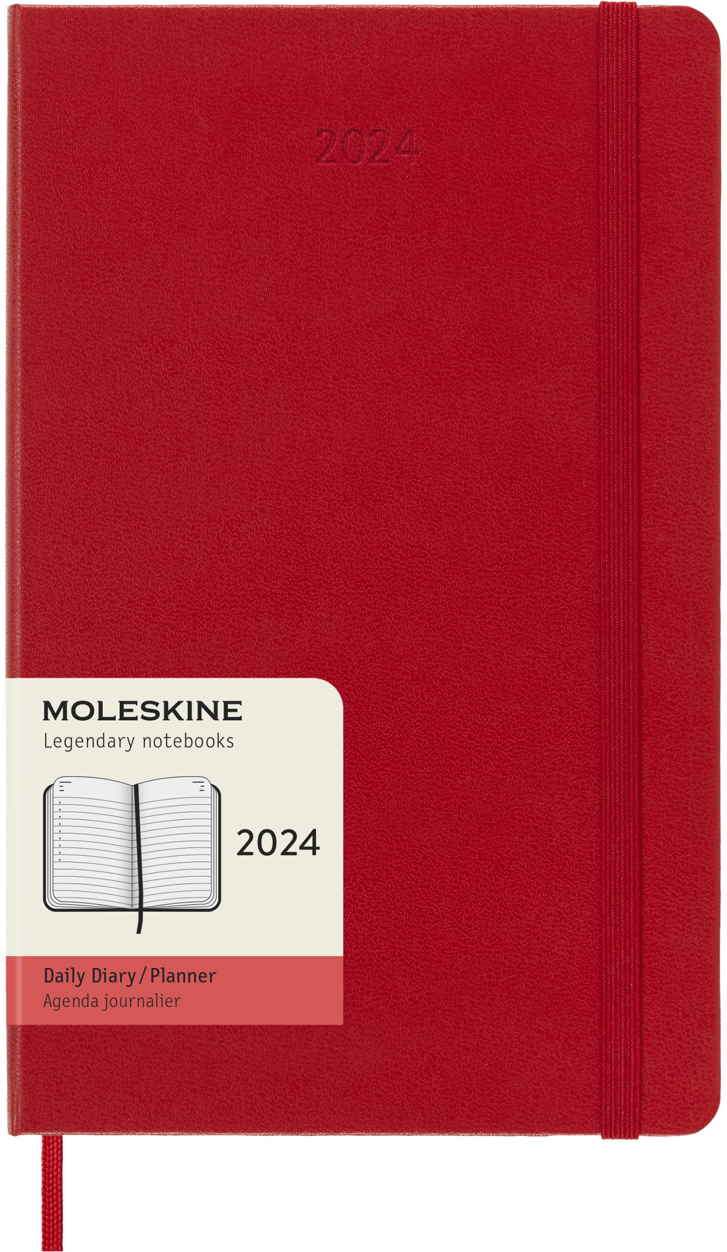 

Moleskine 2024 Daily Planner, 12M, Large, Scarlet Red, Hard Cover (5 x 8.25)