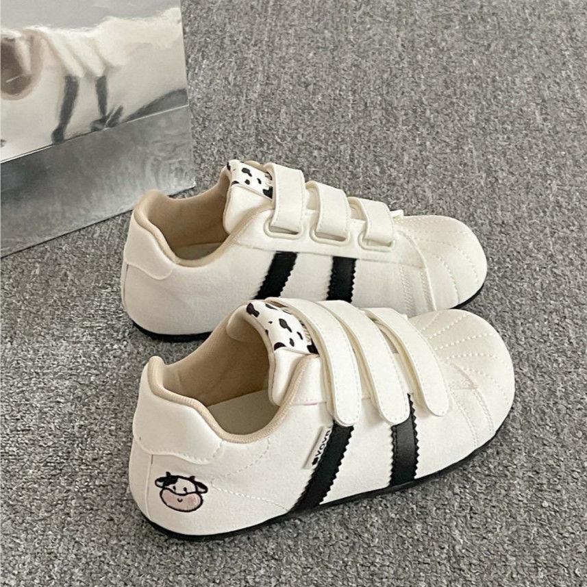 Versatile women's new embroidered thin-soled autumn sports shoes Velcro Dexun shoes