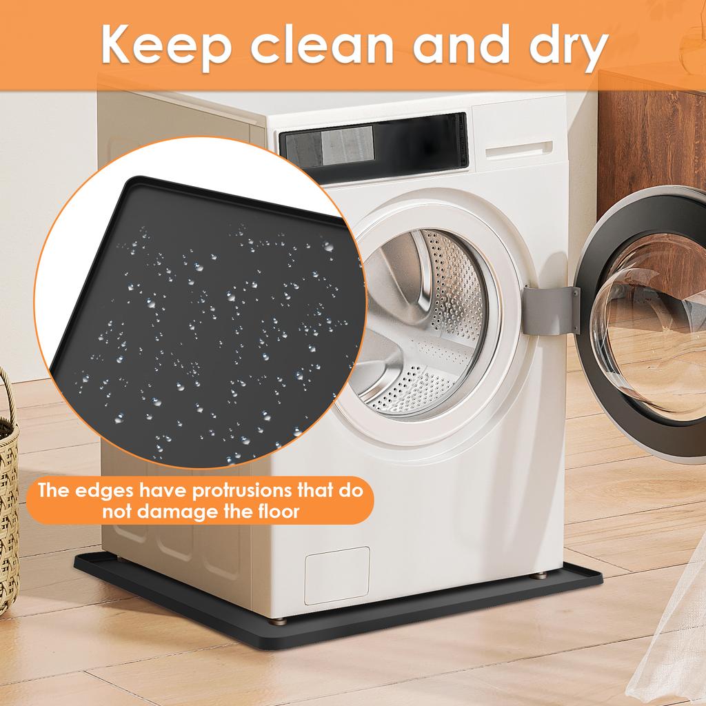 24x24in Mini Fridge Mat Silicone Refrigerator Floor Protector with Raised Edges Versatile Non-slip Washing Machine Dust Cover