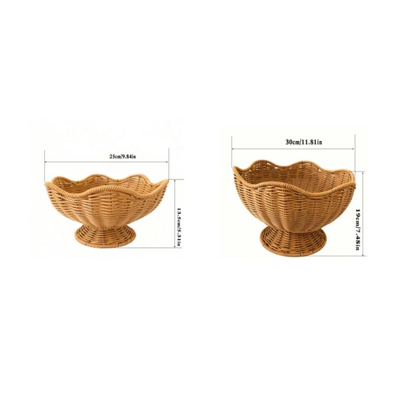 Elegante Cesto Frutta e Verdura Effetto Rattan Materiali PP Organizzatore Multiuso per Cucina con Design Floreale