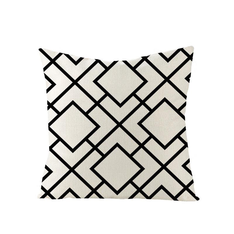 Black and White Nordic Simple Geometric Linen Pillowcase Modern Style Pillowcase Car Cushion Home