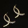 Orecchini coreani a forma di croce curva placcati in lega d'oro 18k Orecchini pendenti curvi Gioielli in zircone Regali per donne