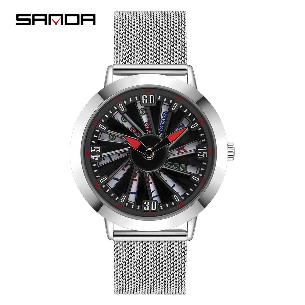 Sanda Meilleure Vente 1088 Montre pour Adolescent: Personnalisé, Cadran Rotatif 3D, Tendance, Quartz Étanche.
