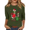 3/4 Sleeve Tops For Women T-Shirt Casual Christmas Print Tops T Shirt Round Neck Pullover Blouse