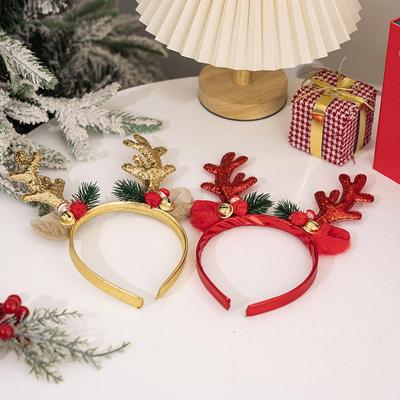 European & American Style Christmas Antler Headband with Bells - Trendy Wind-Inspired Christmas Party Accessory