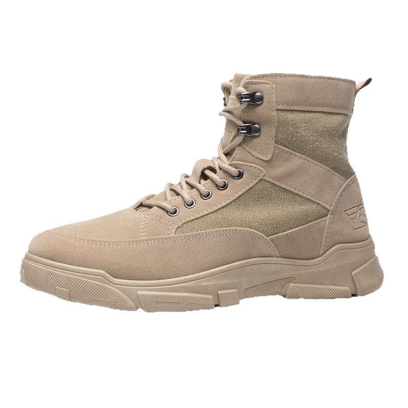 

Fashion Men s new canvas boots for outdoor leisure, comfortable, breathable, and height increasing, with a mid top design 39 кофейный