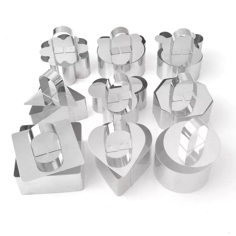 Heart-Shaped Stainless Steel Mousse Ring & Push Plate for Cake, Taro, Rice, Sushi.