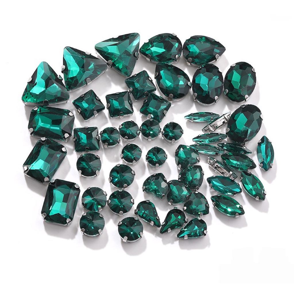 Factory Hot Sale Rhinestones Popular Colors Mix Shapes Sew On Rhinestones Claw Glass Rhinestones for Wedding Dress