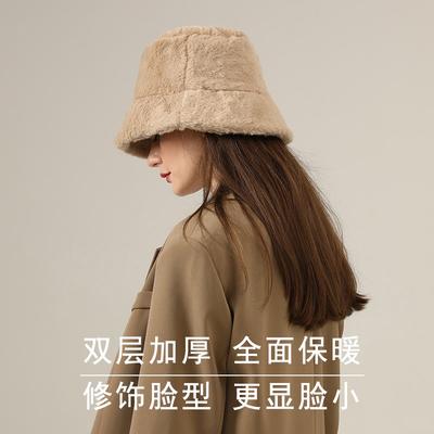 Chapeau seau résistant au froid polyvalent, pour petit visage, chapeau à grande circonférence de tête à la mode, chapeau seau en peluche automne et hiver