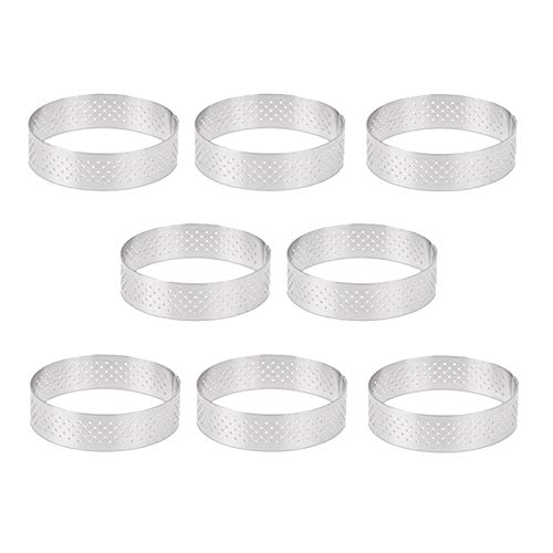 Ntcpefy 8pcs 8cm Stainless Steel Tart Molds, French Dessert Mousse Fruit Pie Tart Rings Quiche Cake Molds