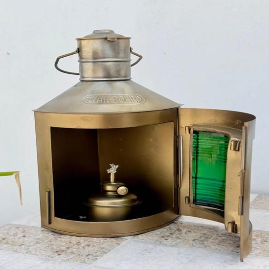 Set of 2 Nautical Brass Oil Lantern, Maritime Brass Port Light, Collectible Ship Lantern, Marine Oil Lamp, Customize Lantern 27.94 cm