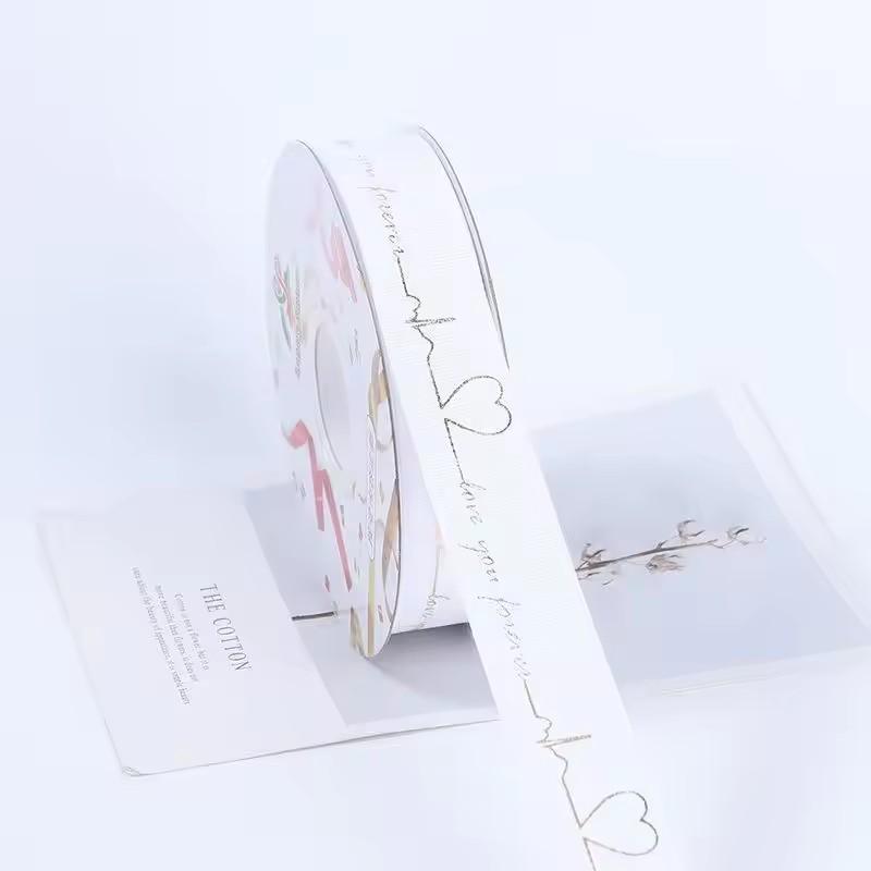 Flower Wrapped Ribbon Mother s Day Valentine s Day Flowers Packaging Materials Heart Stamping Gold Thread Ribbon