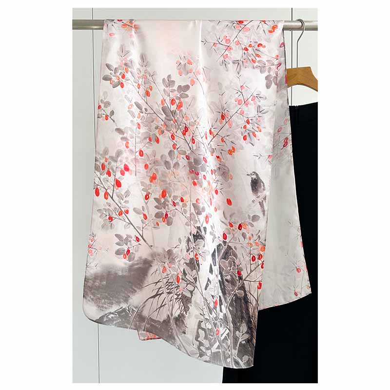 170*53cm Luxury 100% Mulberry Silk Scarf Printed Satin Shawl Lightweight Spring Summer Wrap Elegant  Accessories