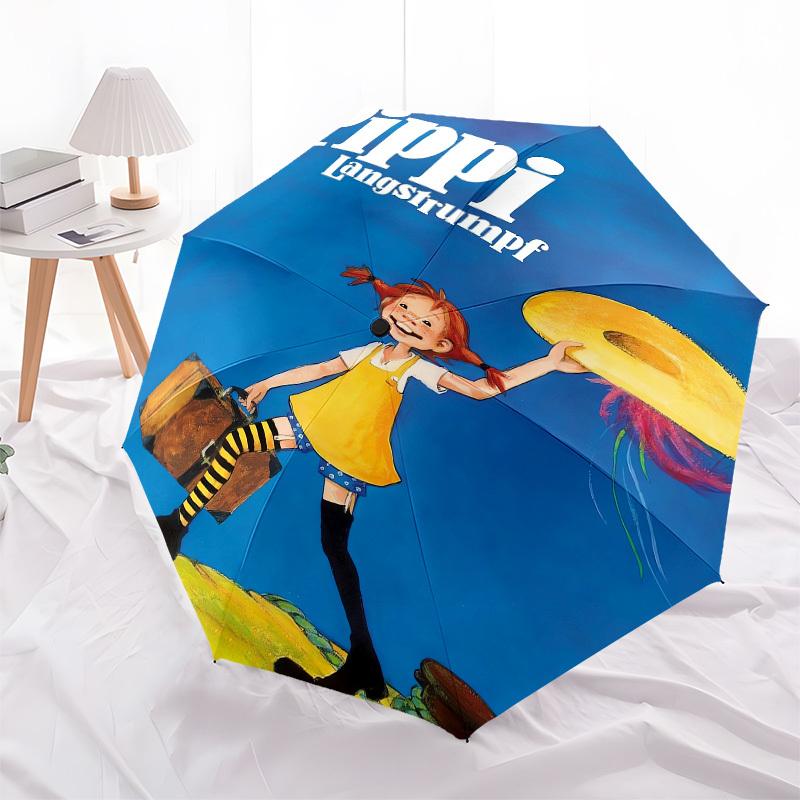 1pc Pippi, Longstocking Themed High-quality Umbrella,Automatic Opening and Closing Umbrella,Multi-functional Umbrella G0811357